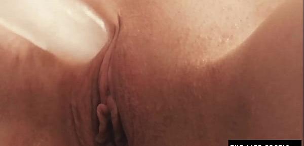Cute teen fucks her sexy girlfriend with a huge dildo made of ice